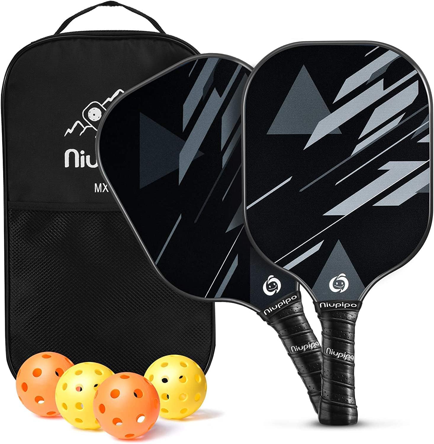 niupipo Pickleball Paddles, Fiberglass Surface, Lightweight Pickleball Set with 4 Balls and 1