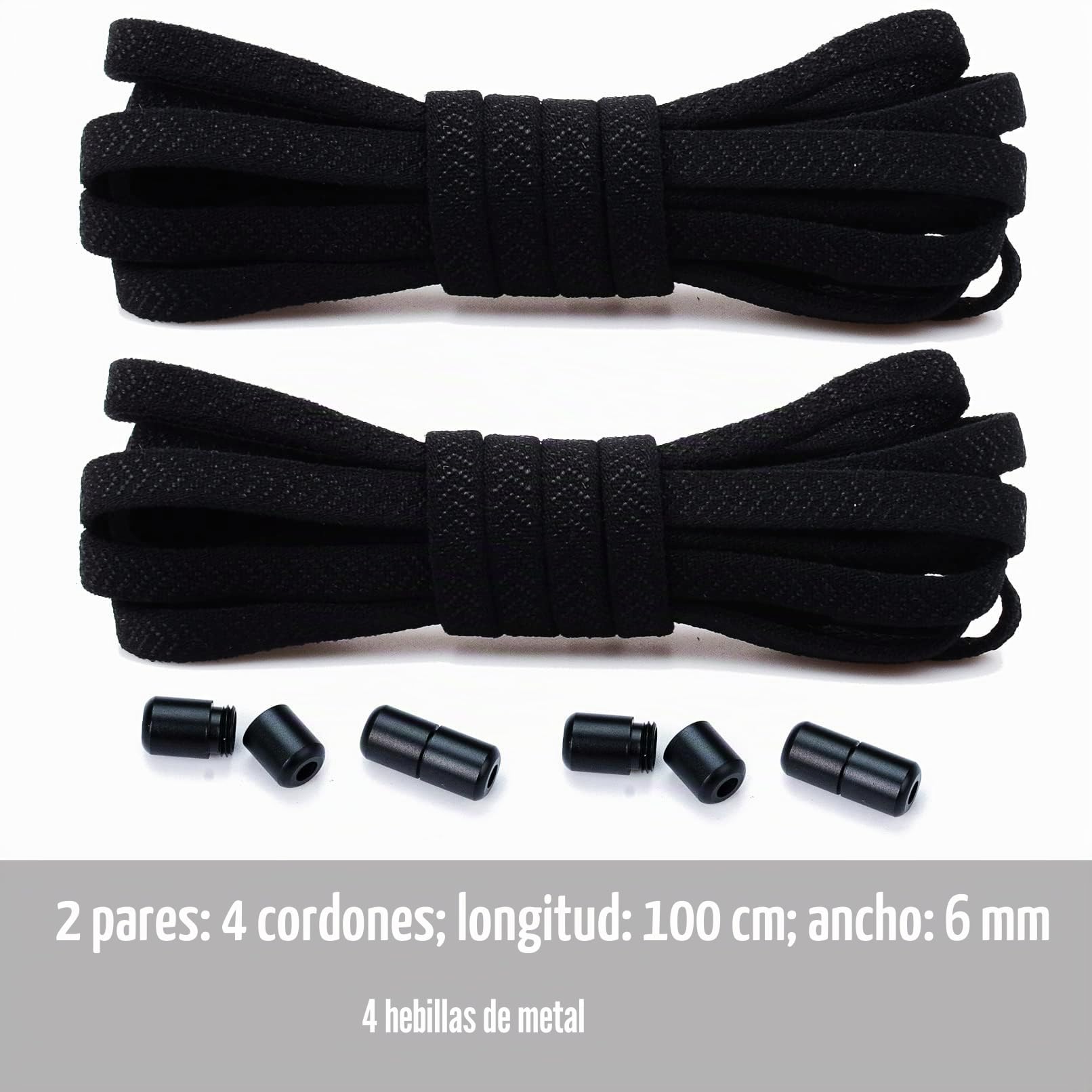 Olukssck 2 Pares Cordones Elásticos Sin Nudo con Hebilla Metal Cordones Deportivos