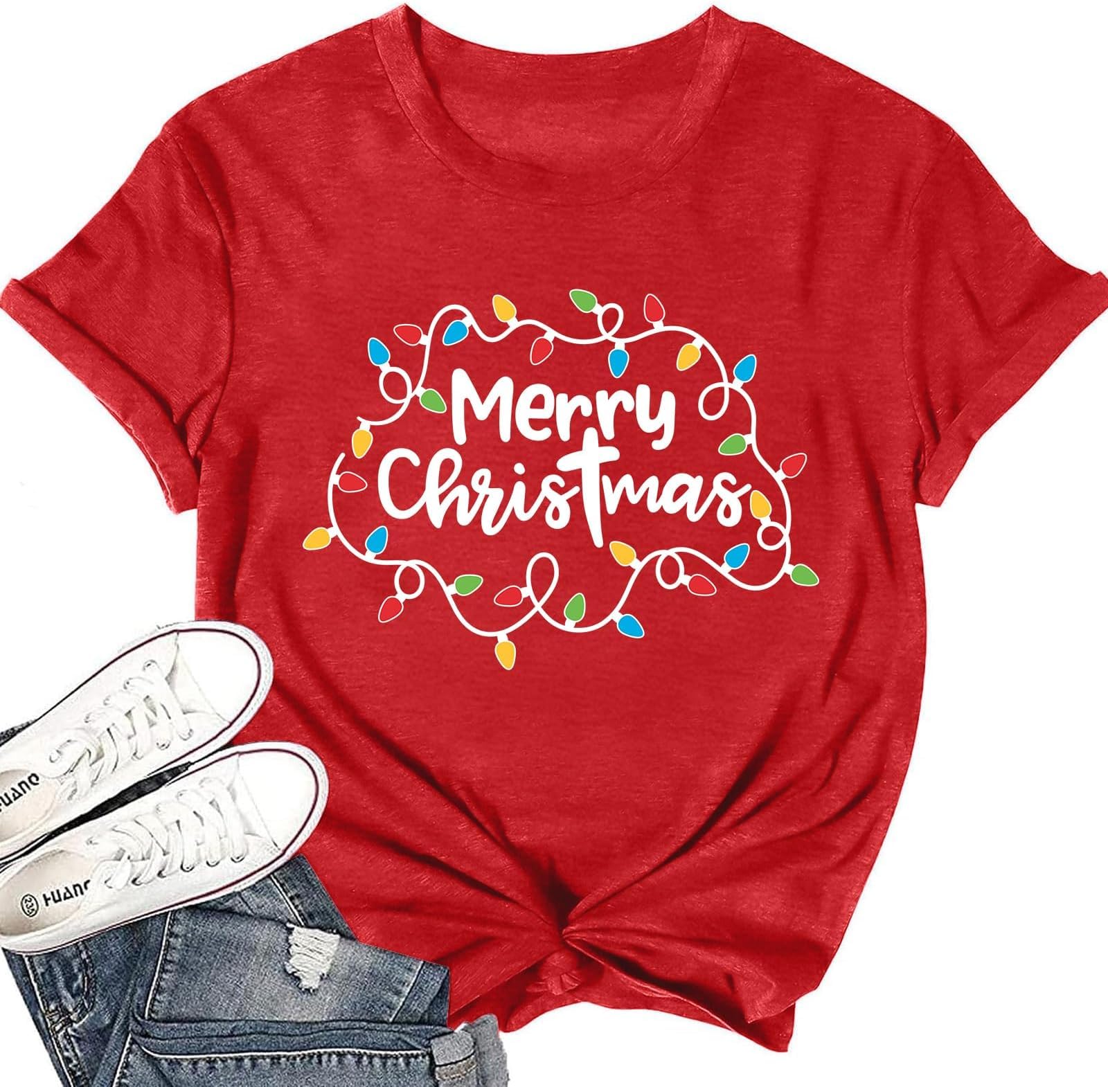 Christmas Shirts Women The Cookie Crew Christmas T-Shirt Cute Xmas Tree Tee Gingerbread Baking Tops