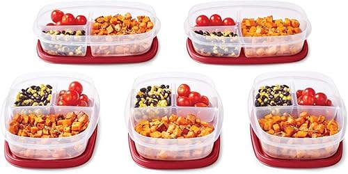 Vista 32 de Rubbermaid Easy Find tapas ventiladas sin BPA, contenedores de almacenamiento de alimentos, juego de 21 (42 piezas en total), rojo Racer, ideal