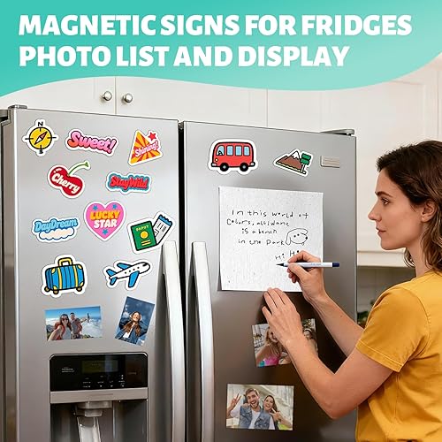 Miniatura 5 de 50 hojas brillantes impresas en papel magnético a granel para impresora de inyección de tinta, haz fotos para refrigerador, 13.5 mil, 8.5 x 11