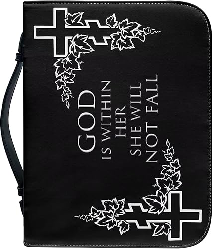 Miniatura 33 de Bolsas de cuero para iglesia, funda de Biblia gris león, bolsa protectora de la Biblia de poliuretano, funda de transporte portátil con asa