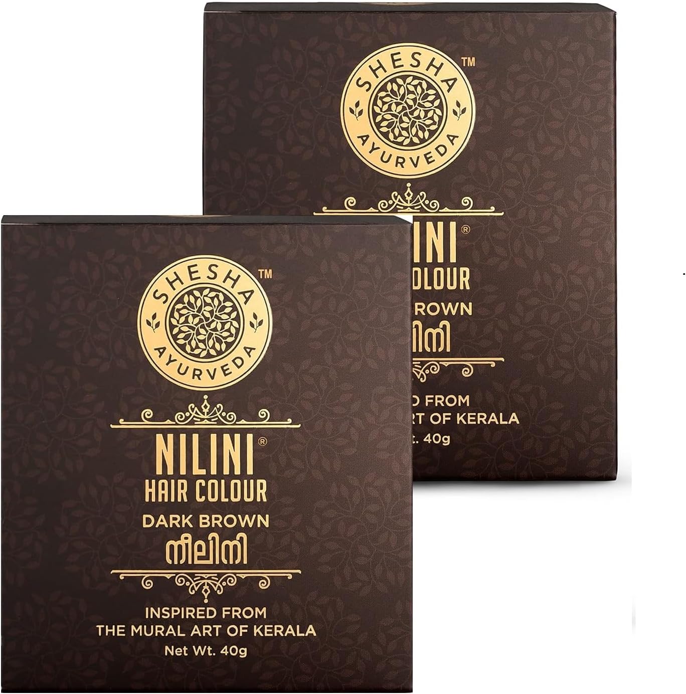 SHESHA AYURVEDA Combo Of Ayurvedic Nilini Hair Colour Dark Brown - No Ammonia, No Bleach,No Peroxides, Natural Colour - 40G Pack Of 2 (Brown).
