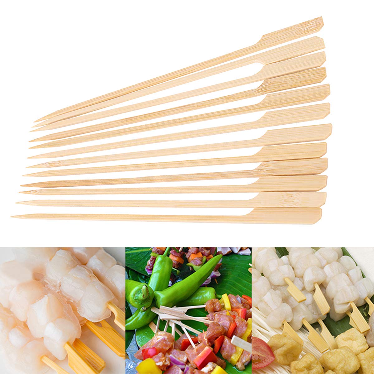 100 Pezzi Barbecue Spiedini di bambù, 12cm Spiedini di Legno Griglia Kebab Bastoncini, Feste Bastoncini di Legno per BBQ Cocktail Buffets Verdure Frutta Carne Hamburger