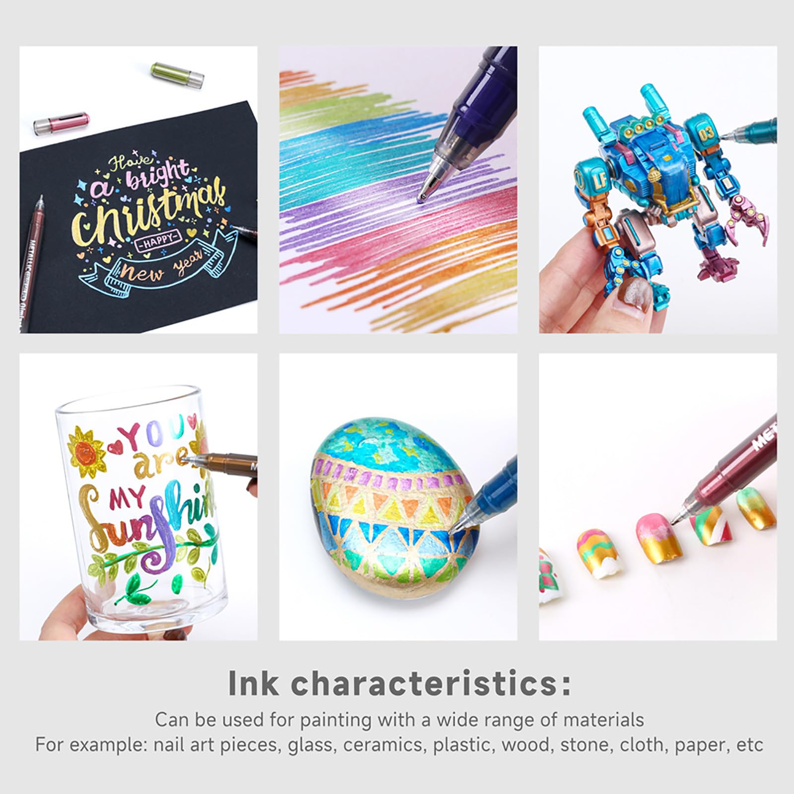 Bolígrafo de gel metálico multicolor de 48 colores para artistas, estudiantes, diarios, bocetos y proyectos de arte creativo, pincel de escritura a mano