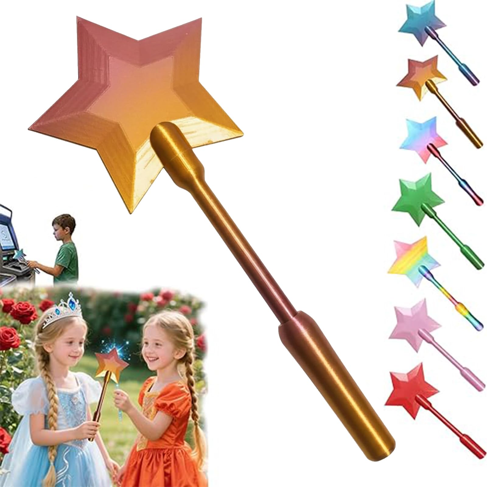 Credit Card Wand, 3D Printed Magic Tap to Pay Wand, Star Magic Wands Digital Payment Star Wands for Easy Checkout, Suitable Scenarios for Card Payment, Fun Gifts for Kid and Adult (Gold)