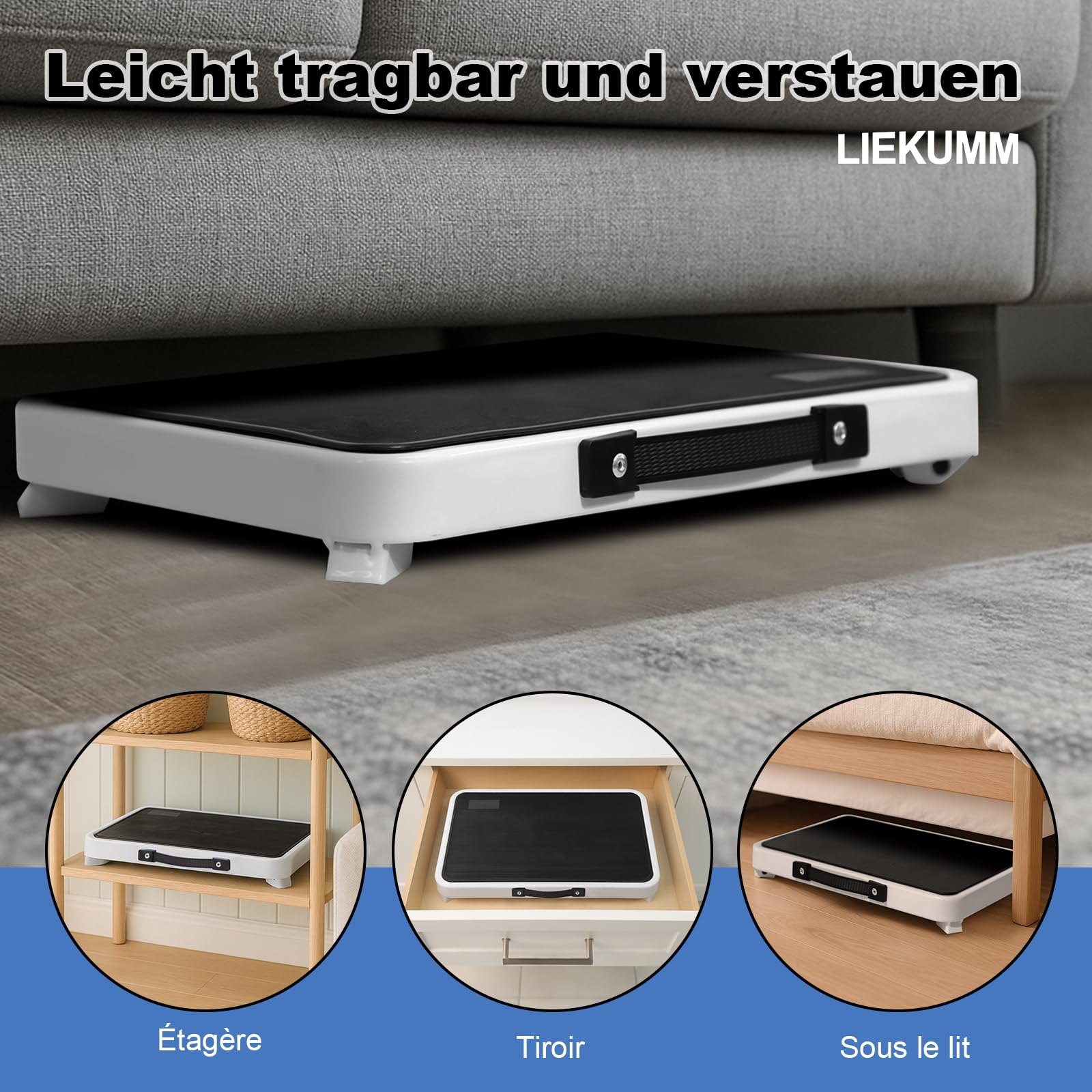 LIEKUMM Tabouret portable, échelle pliante à une étape, plate-forme de travail en marches, plate-forme de travail pour camping-car, garage, cuisine, bureau, blanc, capacité 150 kg