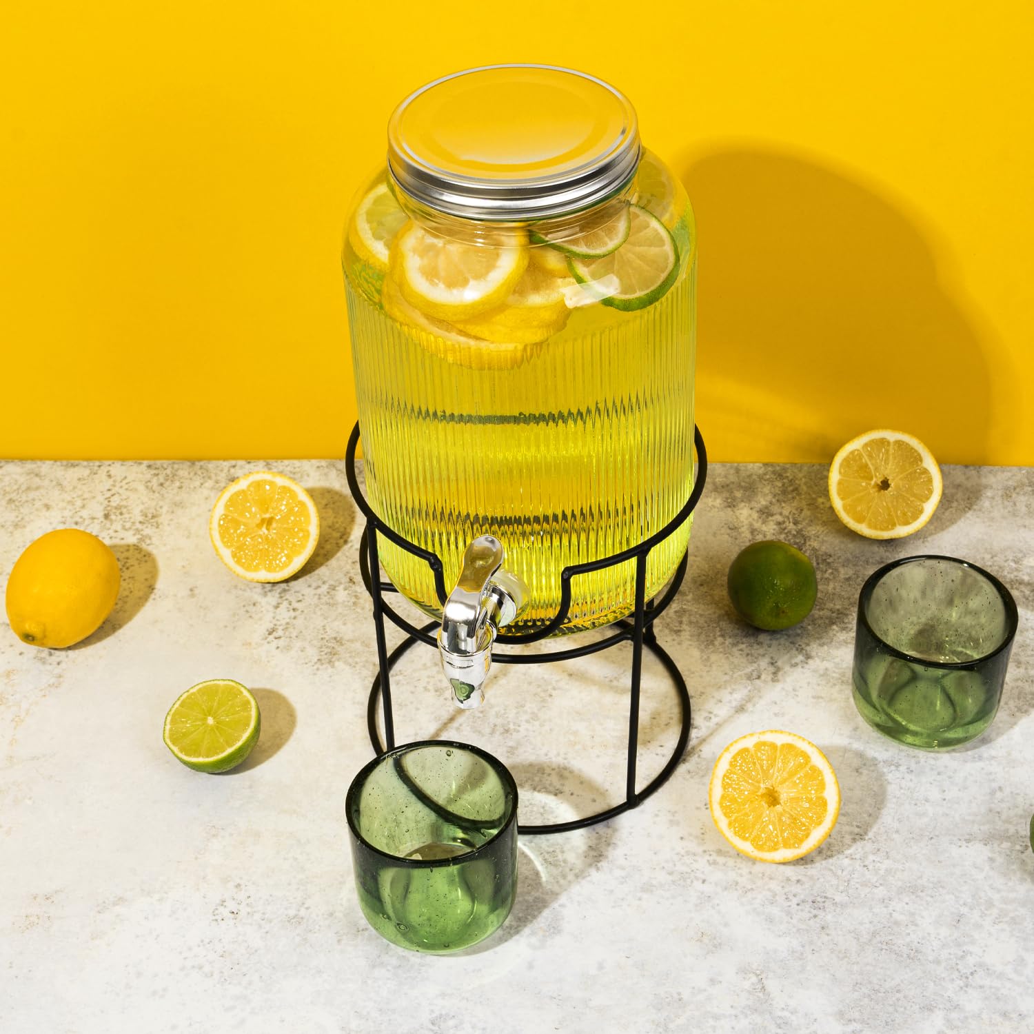 Distributeur De Boisson Avec Robinet Anti-goutte – Distributeur D'eau En Verre Avec Couvercle – Distributeur De Limonade 4 L