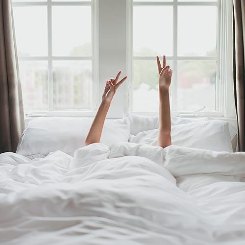 Miniatura 2 de KICKEE Sheet Set, 100% Viscose from Bamboo, Sateen Weave, Silky Soft Bedding for Heavenly Comfort, Best 300 Thread Count (White Cloud, CA King)