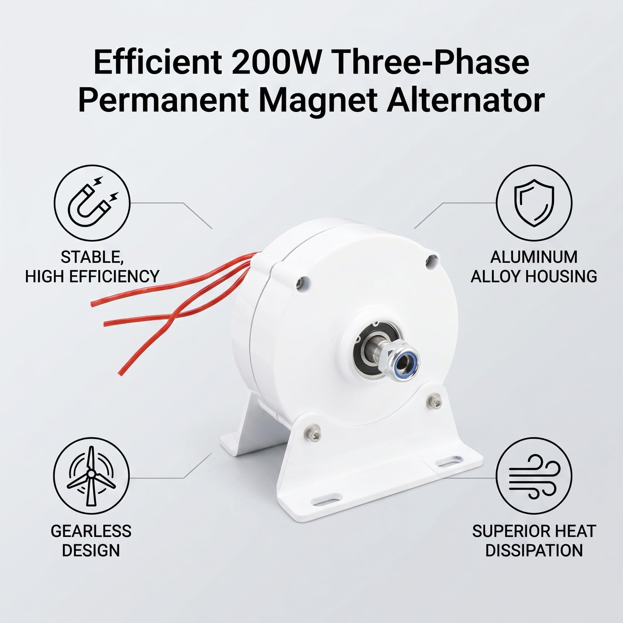 Generator Silnika Elektrycznego o Mocy, Domowy BezprzekłAdniowy TróJfazowy Alternator z PowłOką ze Stopu Aluminium Magnesami TrwałYmi Niskiej PręDkośCi Pionowej Poziomej Turbiny Wiatrowej (48V)