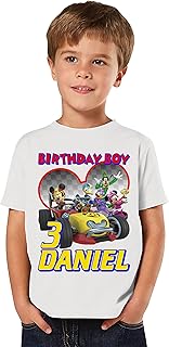 Personalized Roadster Birthday Shirt, Add Any Name and Age, Custom Shirts for a Mickey Racers Birthday Party, Family Matching Shirts.