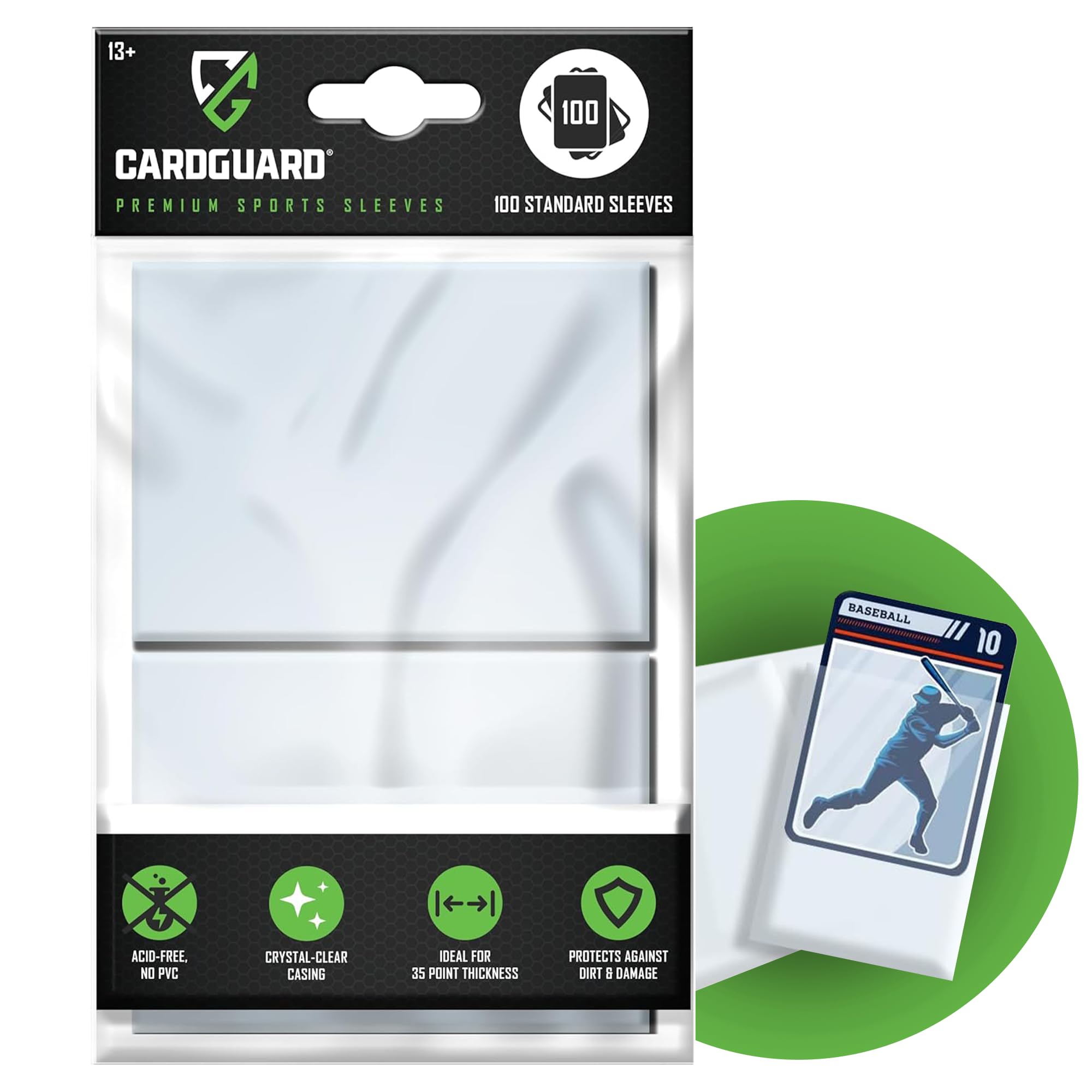 CardGuard Premium Clear Card Sleeves, 100ct, Standard Size Penny Sleeves for Pokémon, Sports Cards, Baseball, Football