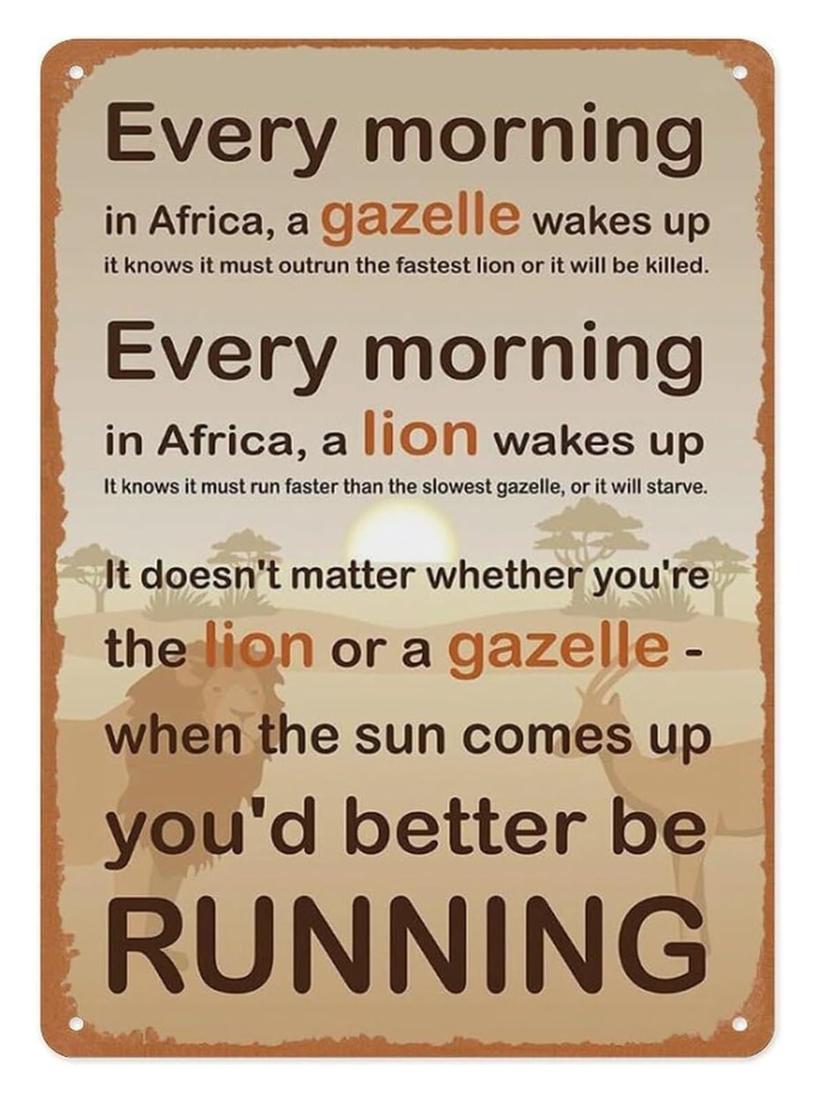 IDGTTLDF Success Quote Metal Sign Lion Motivational Wall-Art for Office Executive Study Man Cafe Business Decor 8 X 12 inch