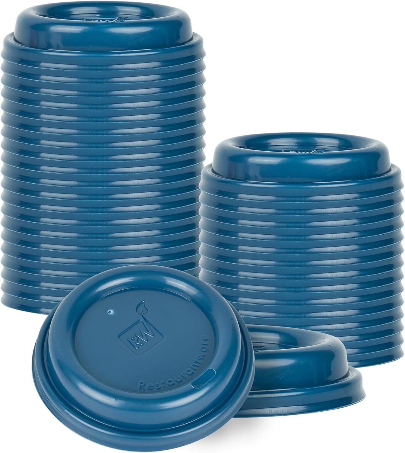 Restaurantware-Coffee Cup Lids Only For 8, 12, 16 and 20 oz Cups 25 Pack Of Disposable Midnight Blue Hot Cup Lids Leakproof Plastic Drink Covers Elevated Spout Air Flow Vent For Espresso Beverages