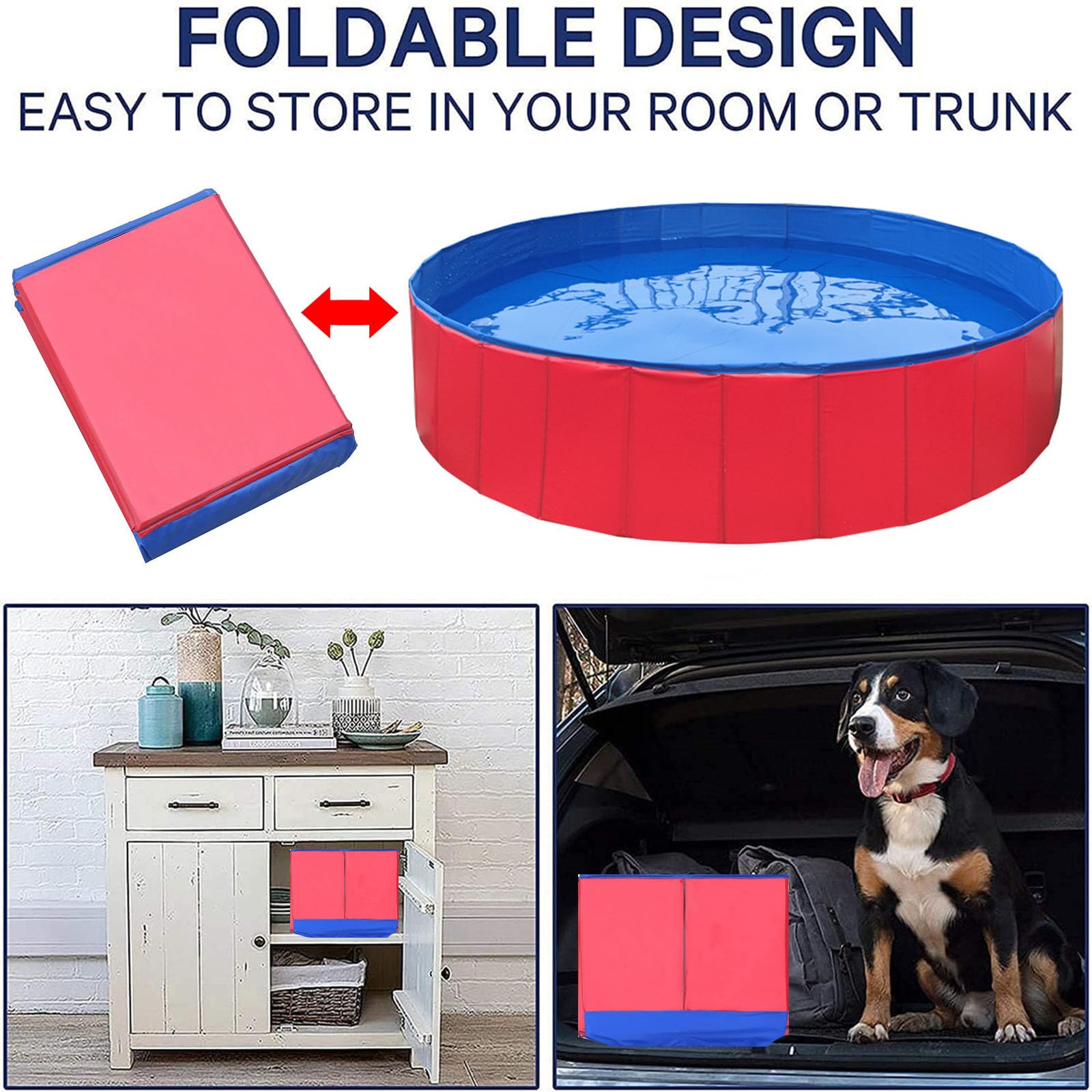 Butyeak Plegable - Piscina para Perros y Gatos, Portátil PVC, 60 x 20 cm