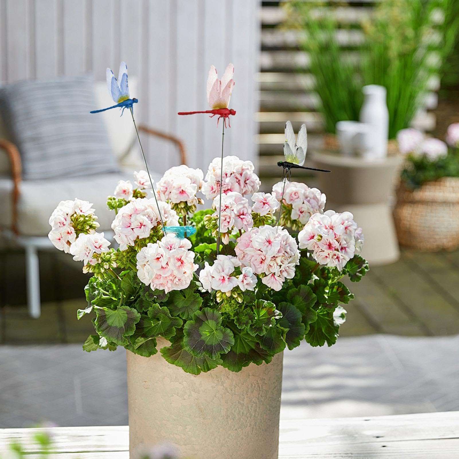 6 Stuks Libellenclips – 3D Tuindecoratie – 12 Cm Spanwijdte – Rood, Blauw, Groen – Voor Balkon, Dakrand En Tuin – Windbestendig