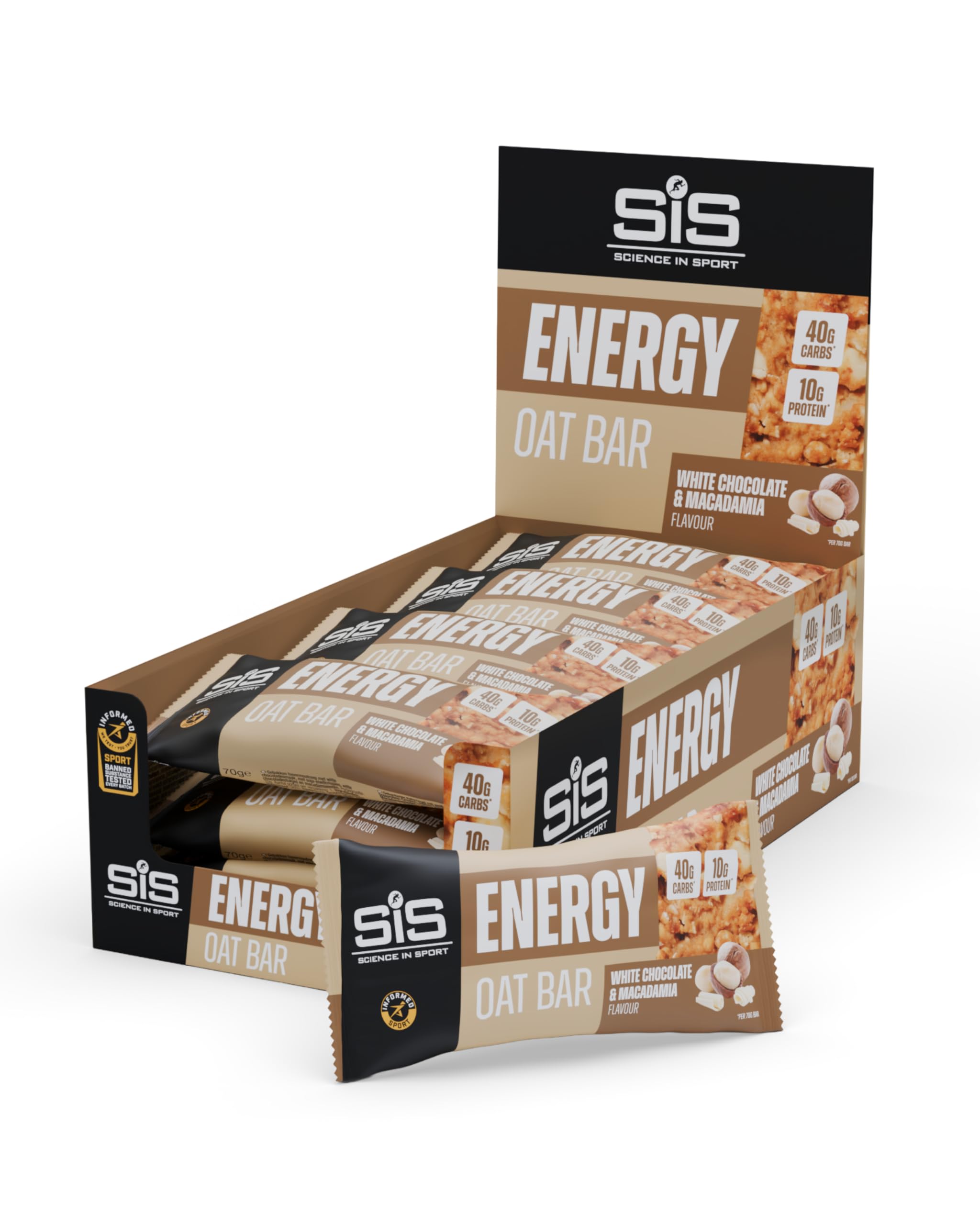 Science In Sport Sis Sis Go Energy Oatbar White Choc Mac 70G Int10 1X12