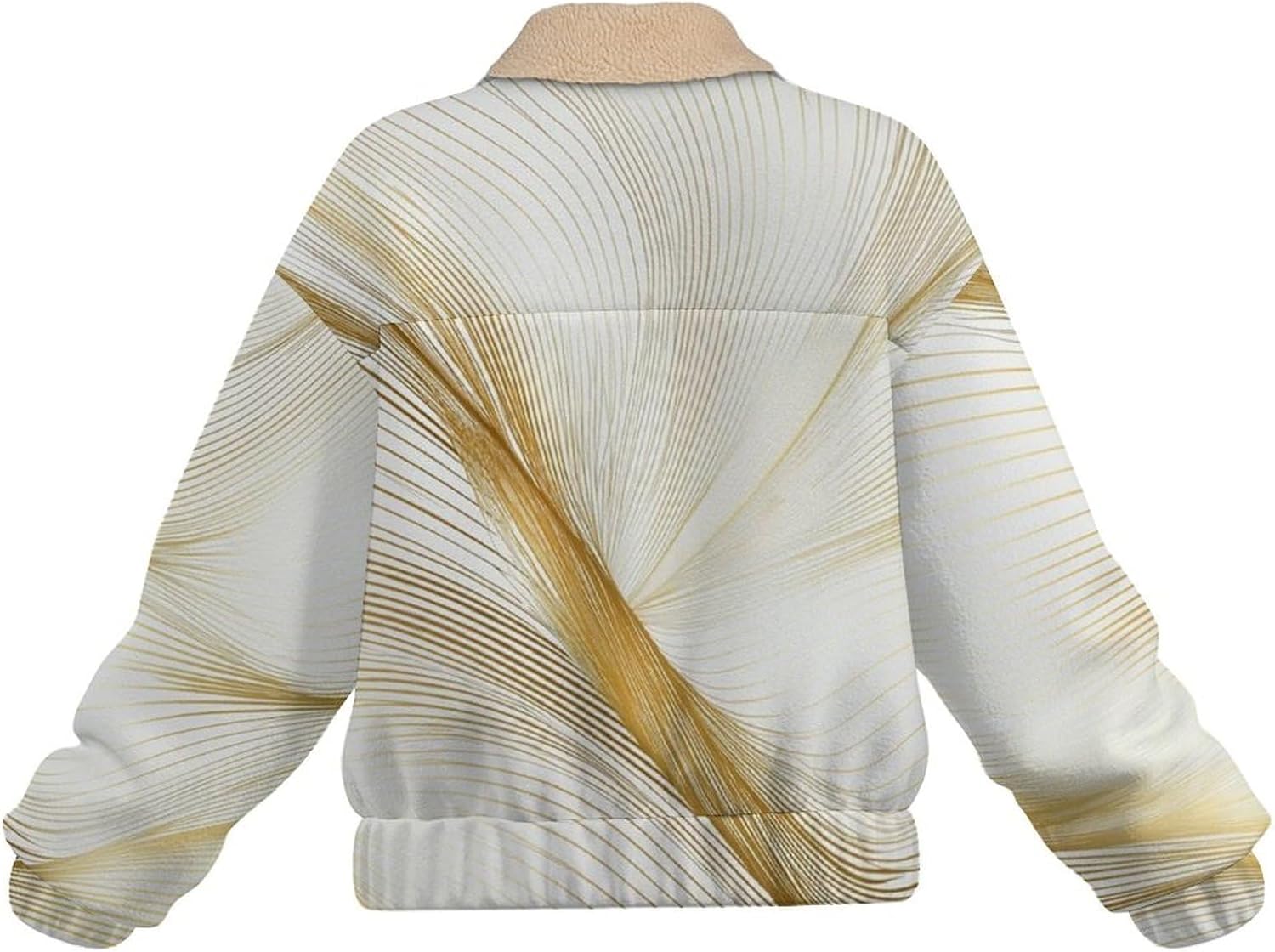 Women's Full Zip Soft Polar Fleece Jacket, Gold Curves Printed Outdoor Coat, Long Sleeve Comfortable Outerwear