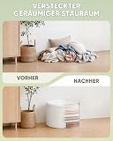 Bonlife Tabouret de Rangement, Rond Pouf Pliable, Grand Coffre de Rangement, pour Salon, Chambre, Dortoir, Crème, 56x56x40 cm - 5