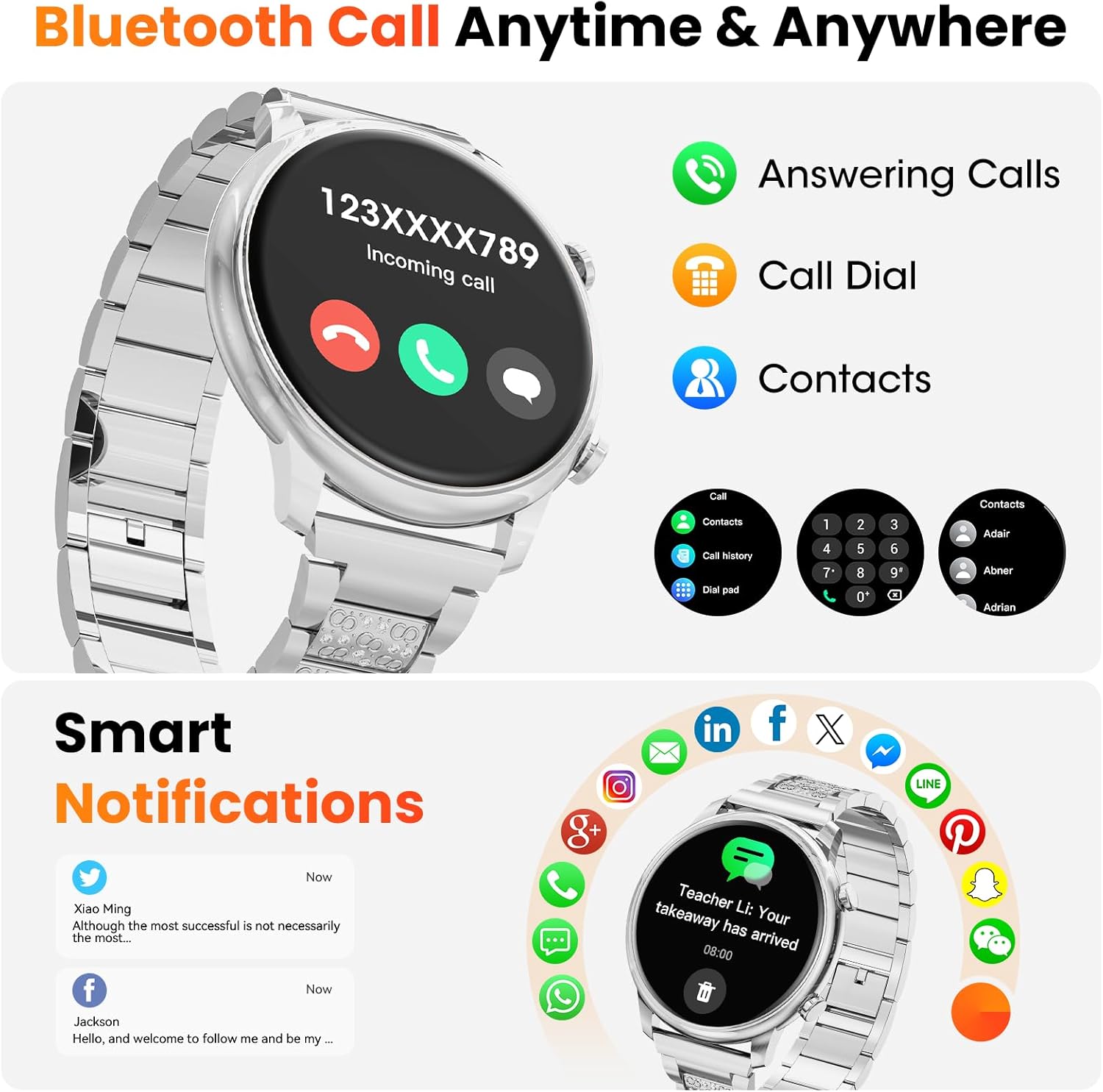 Hwagol Smart Watches for Women Android Phones iPhone Compatible(Bluetooth Call),1.39'' Round Fitness Tracker Heart Rate/Sleep Monitor,100+Sport Modes Pedometer