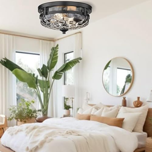 Miniatura 6 de Casia Luces de techo de montaje empotrado, 2 luces de granja cerca del techo, lámpara de techo industrial para cocina, pasillo, dormitorio, sala de