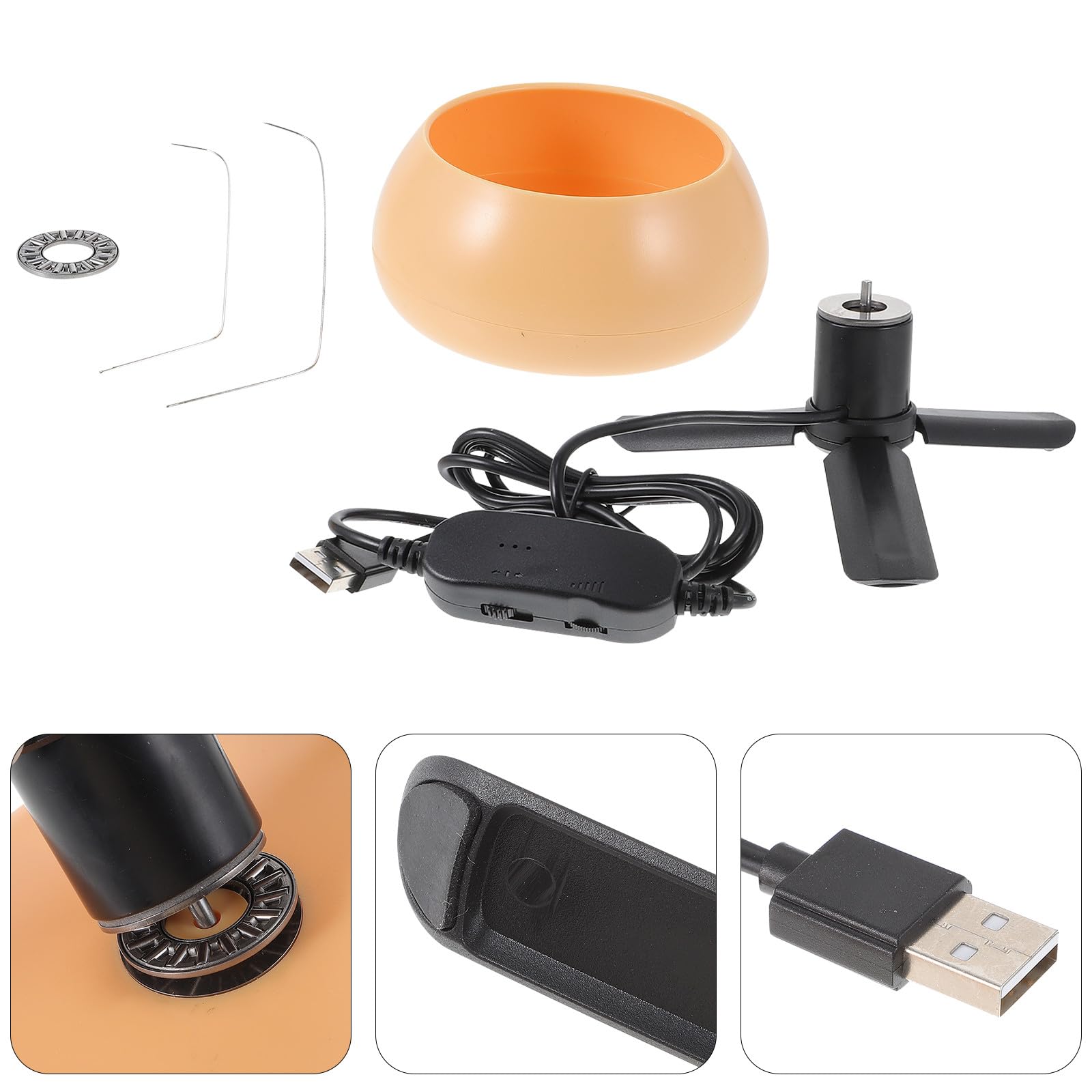 Macchina Elettrica Ciotola in Plastica Arancione velocità Regolabile per Infilare Perline USB, per Artigianato Fai da Te e Creazione di Gioielli