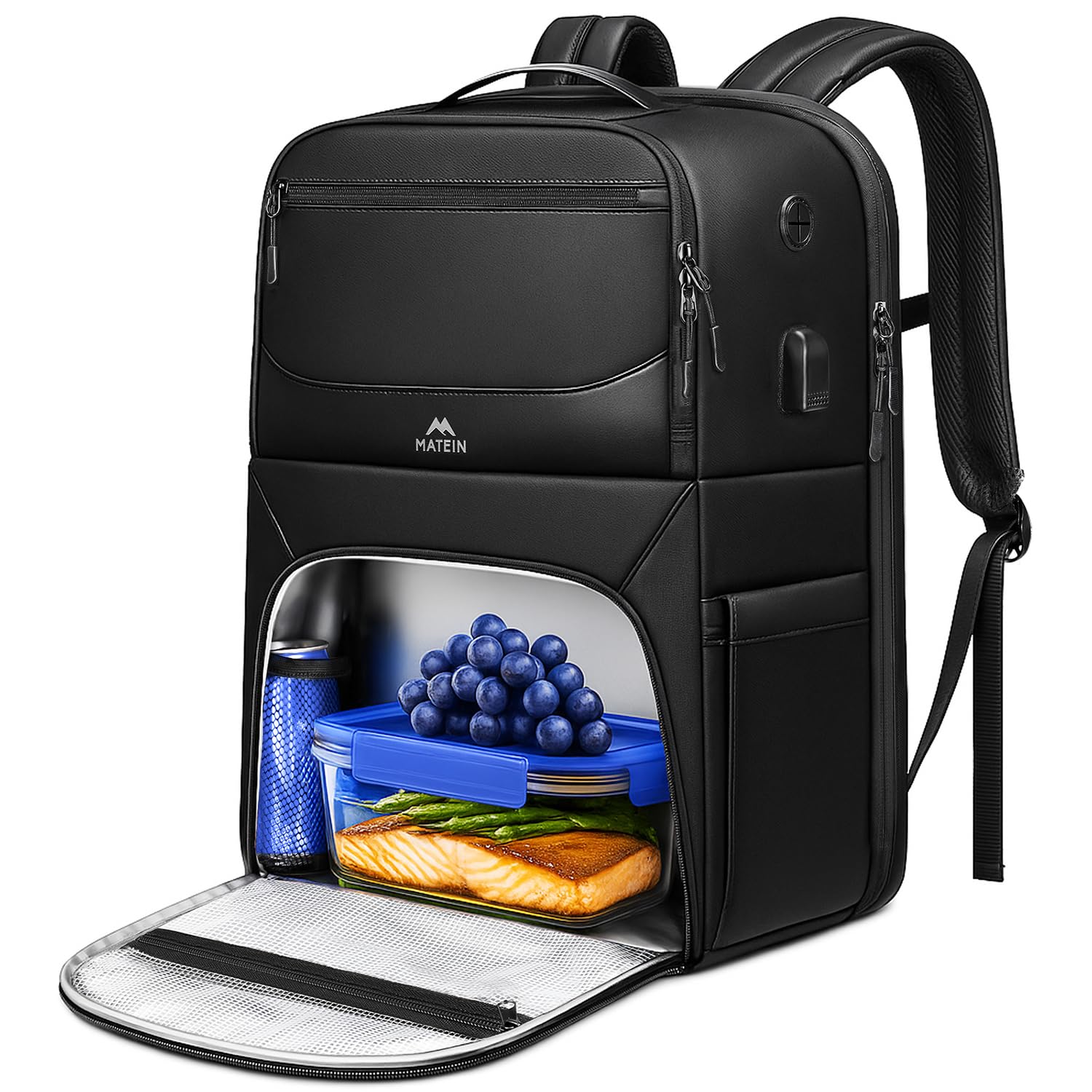 Mochila de trabajo con compartimento para el almuerzo, mochila impermeable con revestimiento de poliuretano para preparación de comidas para hombres con bolsillo para cubiertos, mochila grande 9