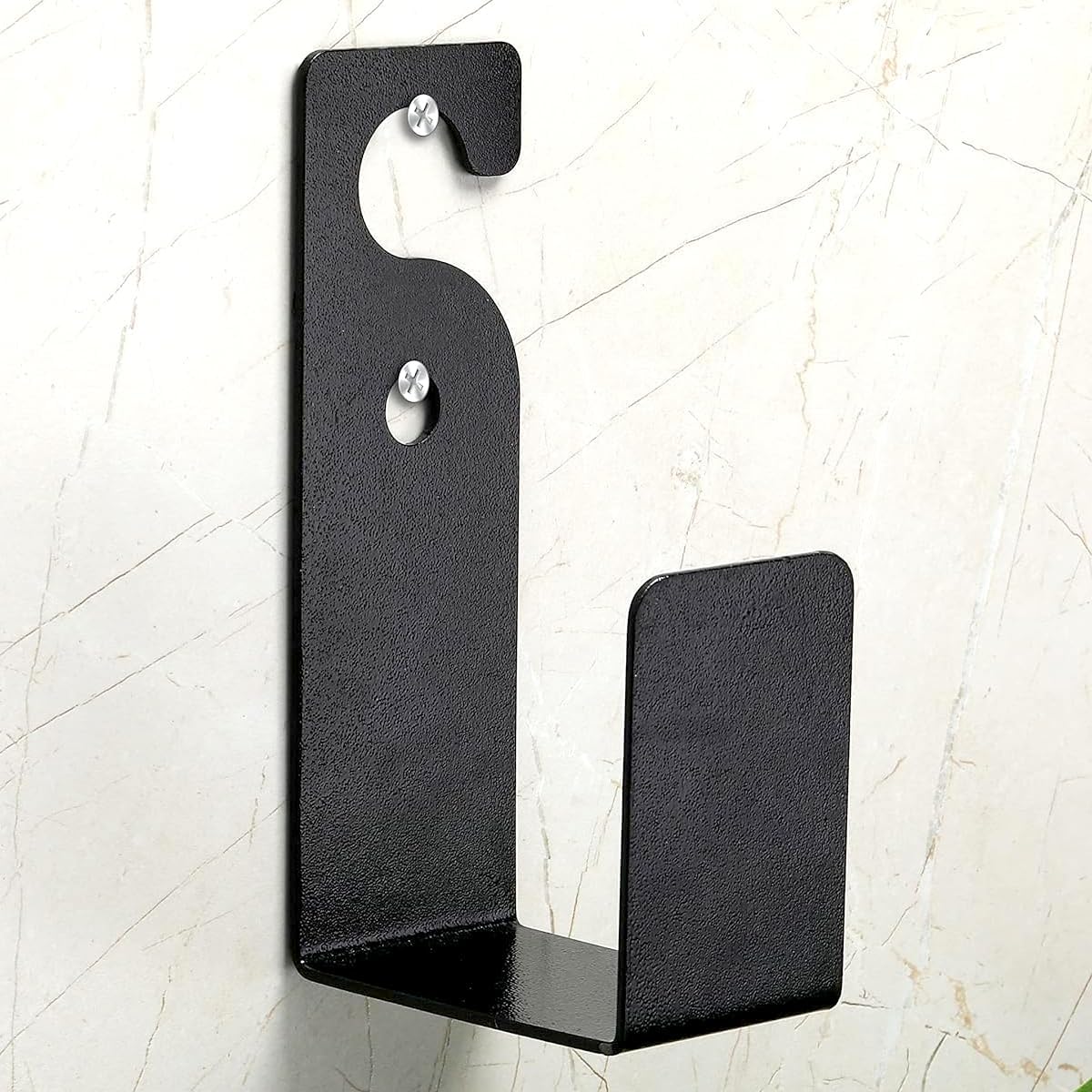 Heavy Duty MS Wall Mounted Garden Pipe Holder, Black L Shape Hose Hanger Stand, 15.2 x 7.9 x 5 cm, 2mm Thickness, Pack of 1