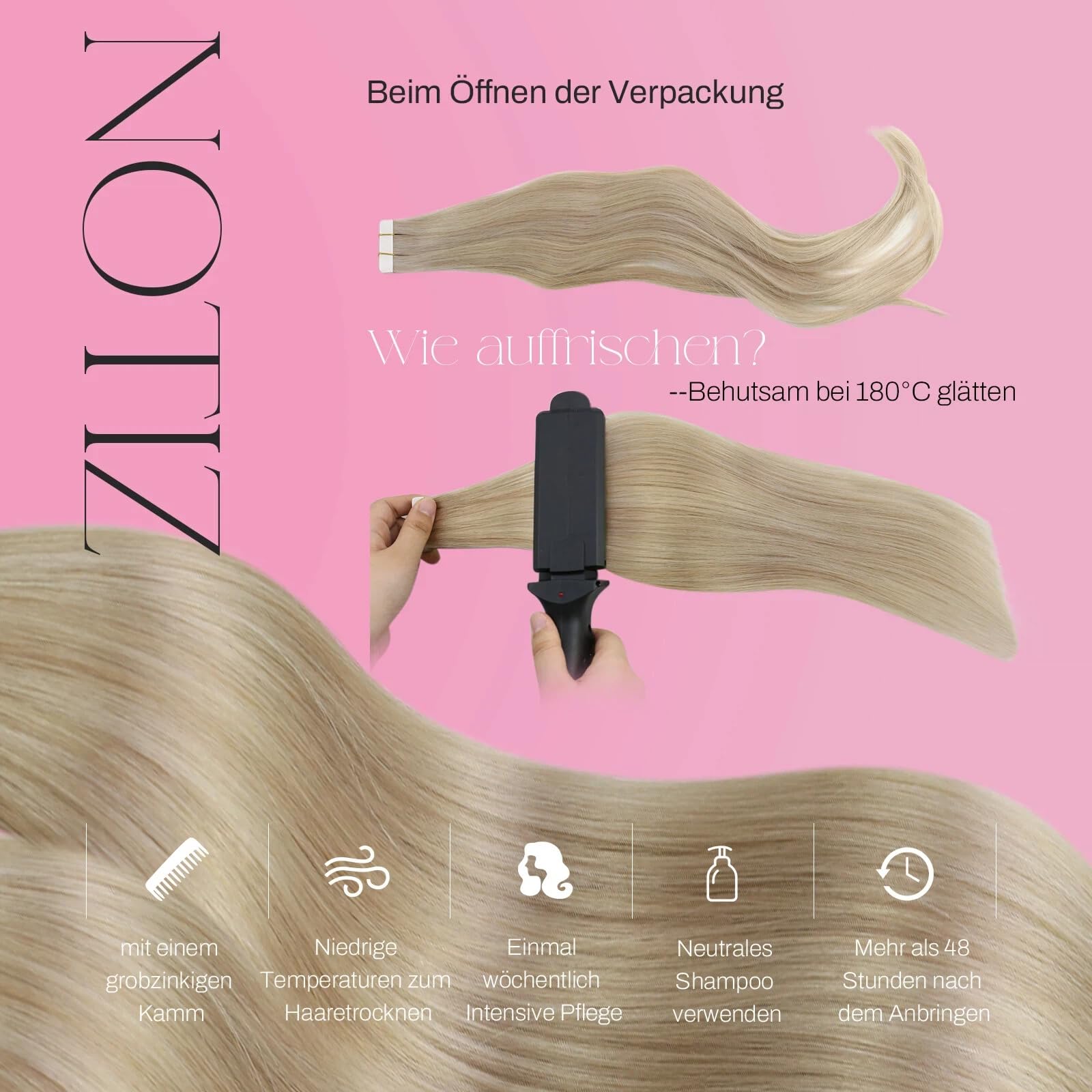 Moresoo Tape Extensions Echthaar Blond 40 cm Haarverlängerung Aschblond Platinblond Remy Unsichtbar 20 Stück 50 Gramm #18/613 16 Zoll