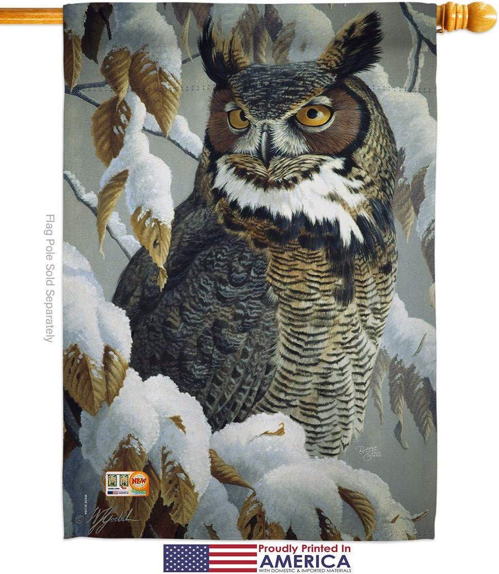 Birds Great Horned Owl Garden House Flags Set Friends Flamingo Hummingbird Cardinal Peacock Springtime Natural Wildlife Small Decorative Gift Yard Banner Made In USA 28 X 40
