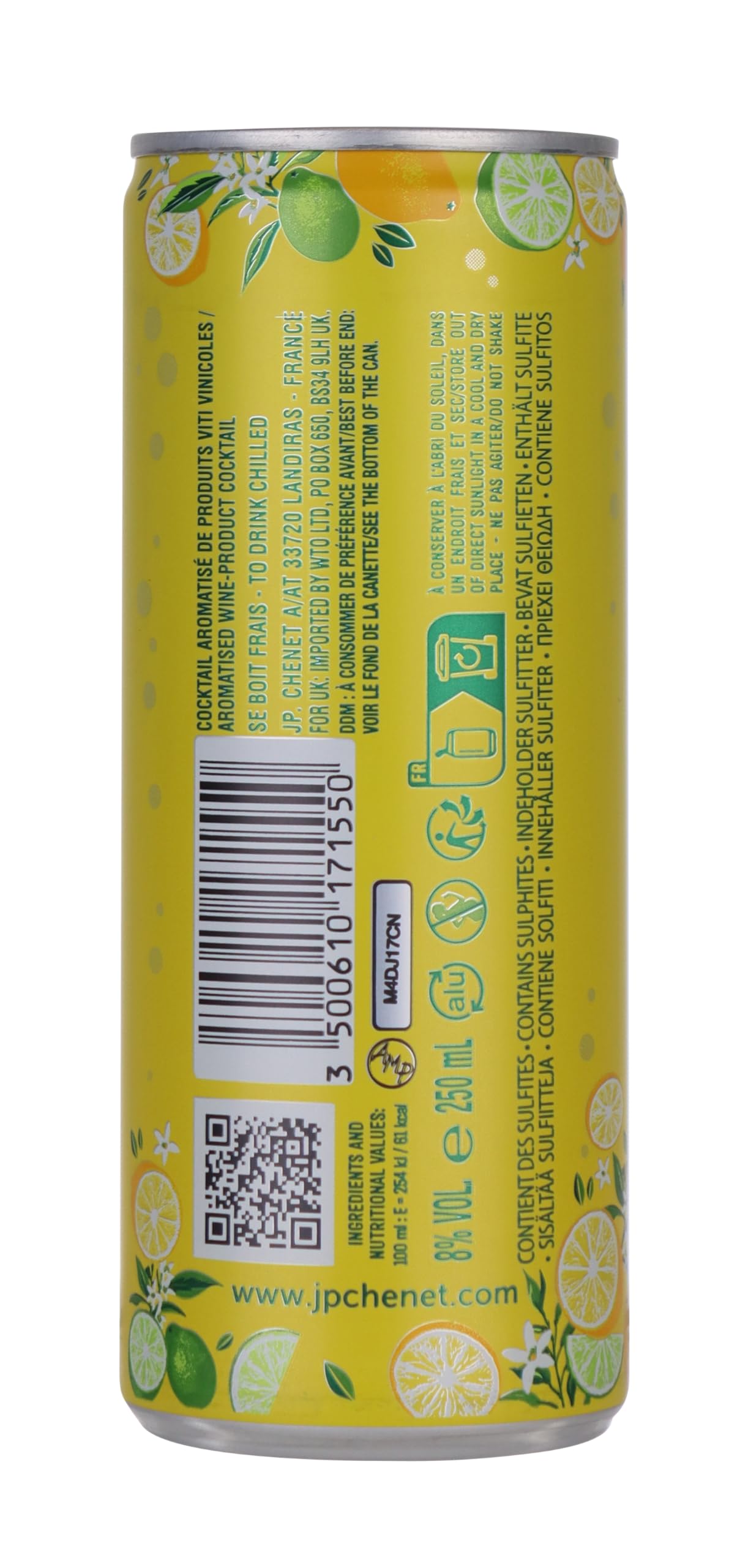 JP Chenet - Fashion Citron & Citron vert, vin pétillant aromatisé, cocktail prêt à boire en canette (12 x 25 cl)