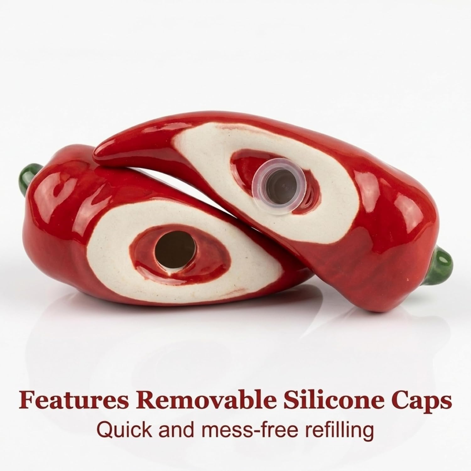 The Bridge Collection Red Chili Pepper Salt And Pepper Shakers Set | Hand-Painted Set of 2 Unique Mexican Spicy Food Style Salt & Pepper Decorative Set for Kitchen & Dining Decor