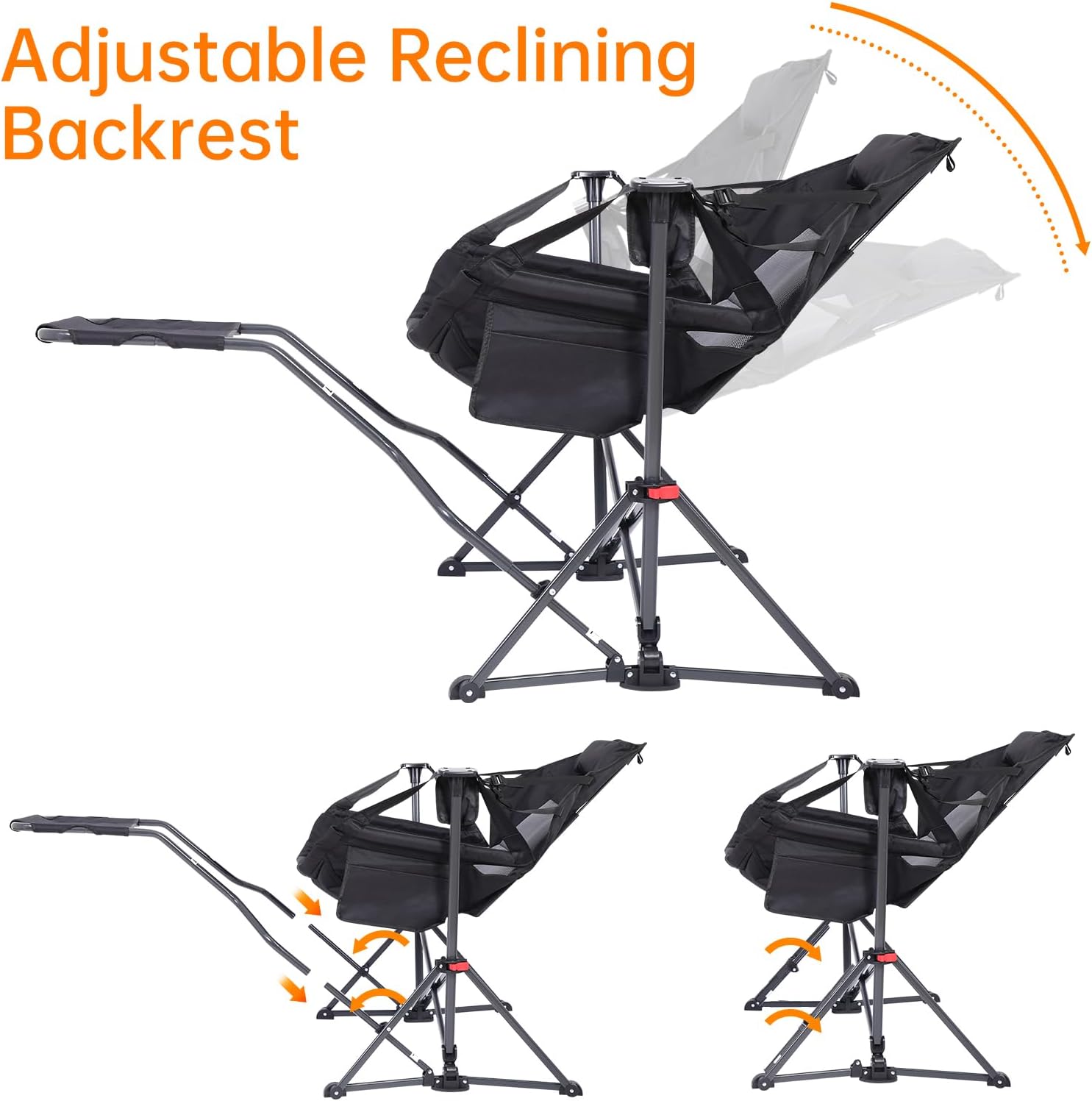 Hammock Chair, Hammock Camping Chair with Removable Footrest, Rocking Chair Outdoor, Camping Chair Swing, Hammocks with Stand, Carry Bag, Cup Holder (1-P with Footrest)