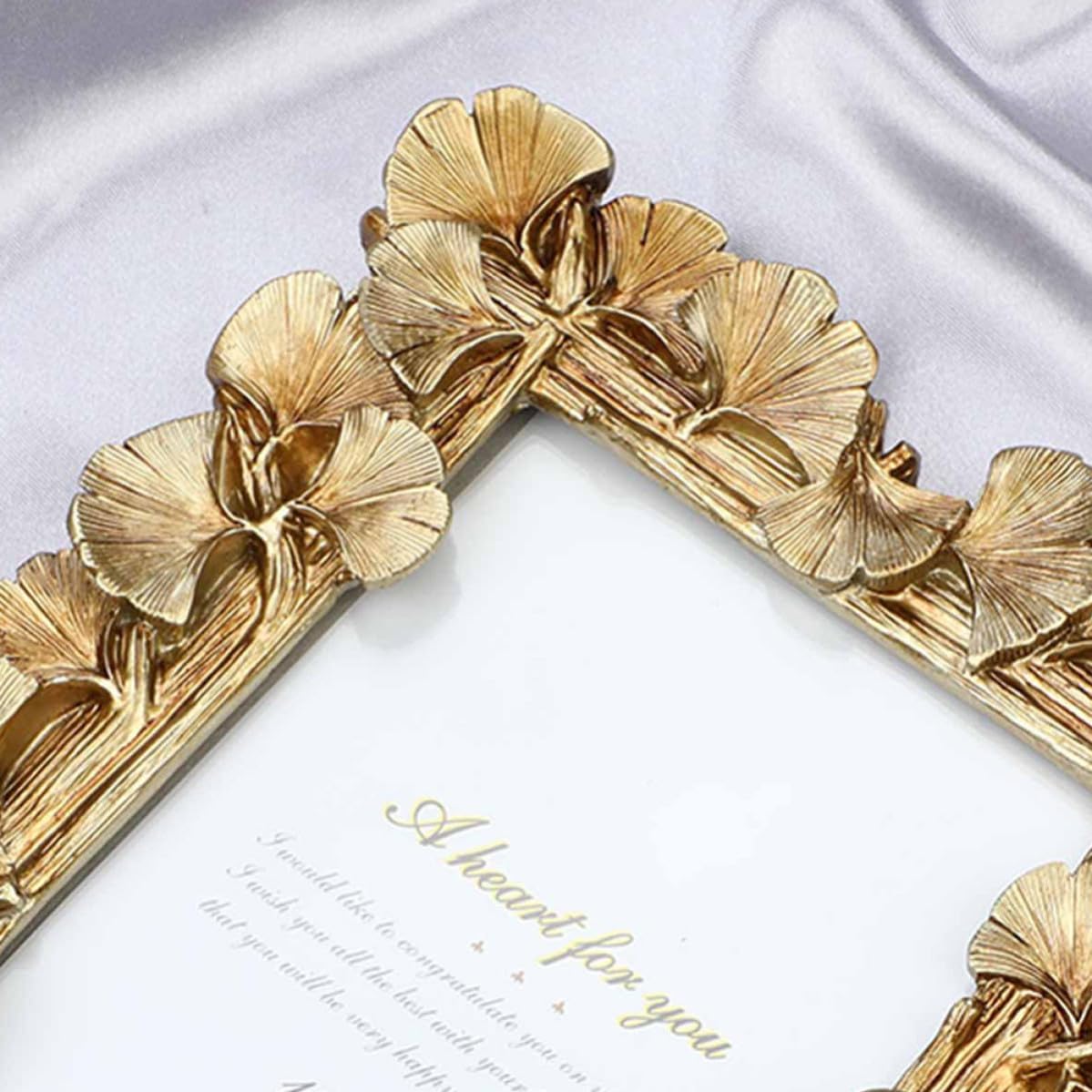 VILLCASE Golden Resin Ginkgo Leaf Picture Frame Decorative Tabletop Display