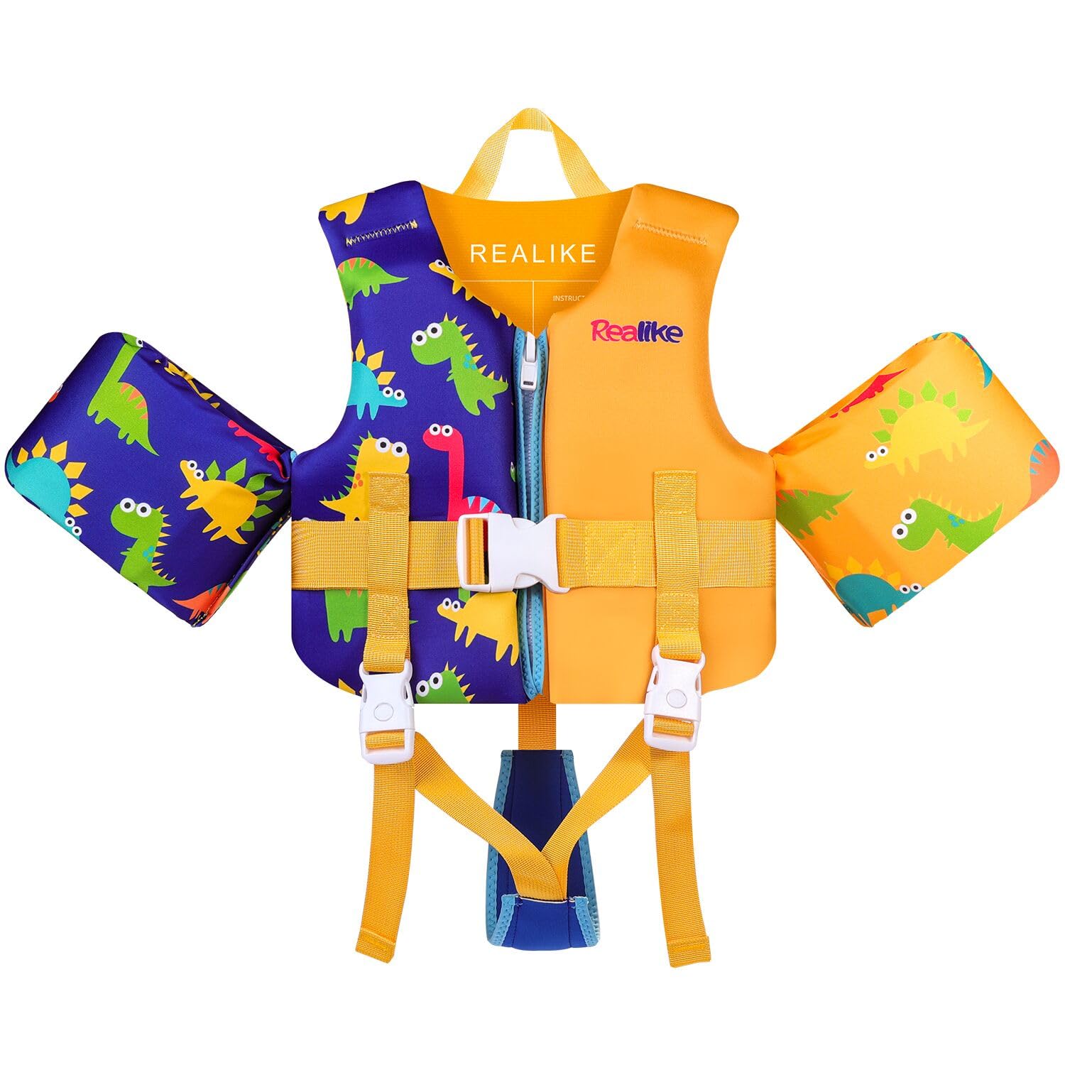 REALIKE Kids Swim Vest Toddler Floaties Adjustable Safety Strap Swimming Aids for Toddlers Children Float Swimsuit, Suitable for Age 2-10 Years/22-