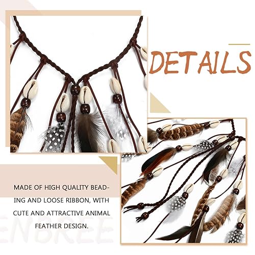 Miniatura 6 de Diademas de plumas bohemias, tocado indio, banda para el pelo gitana, diadema hippie ajustable, accesorios para el cabello de plumas largas para