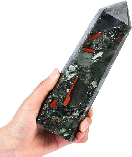 Miniatura 2 de Varita de cristal de jaspe Picasso de 8 pulgadas, varita grande de torre de cristal natural para decoración de Reiki, puntos de cristal curativos,