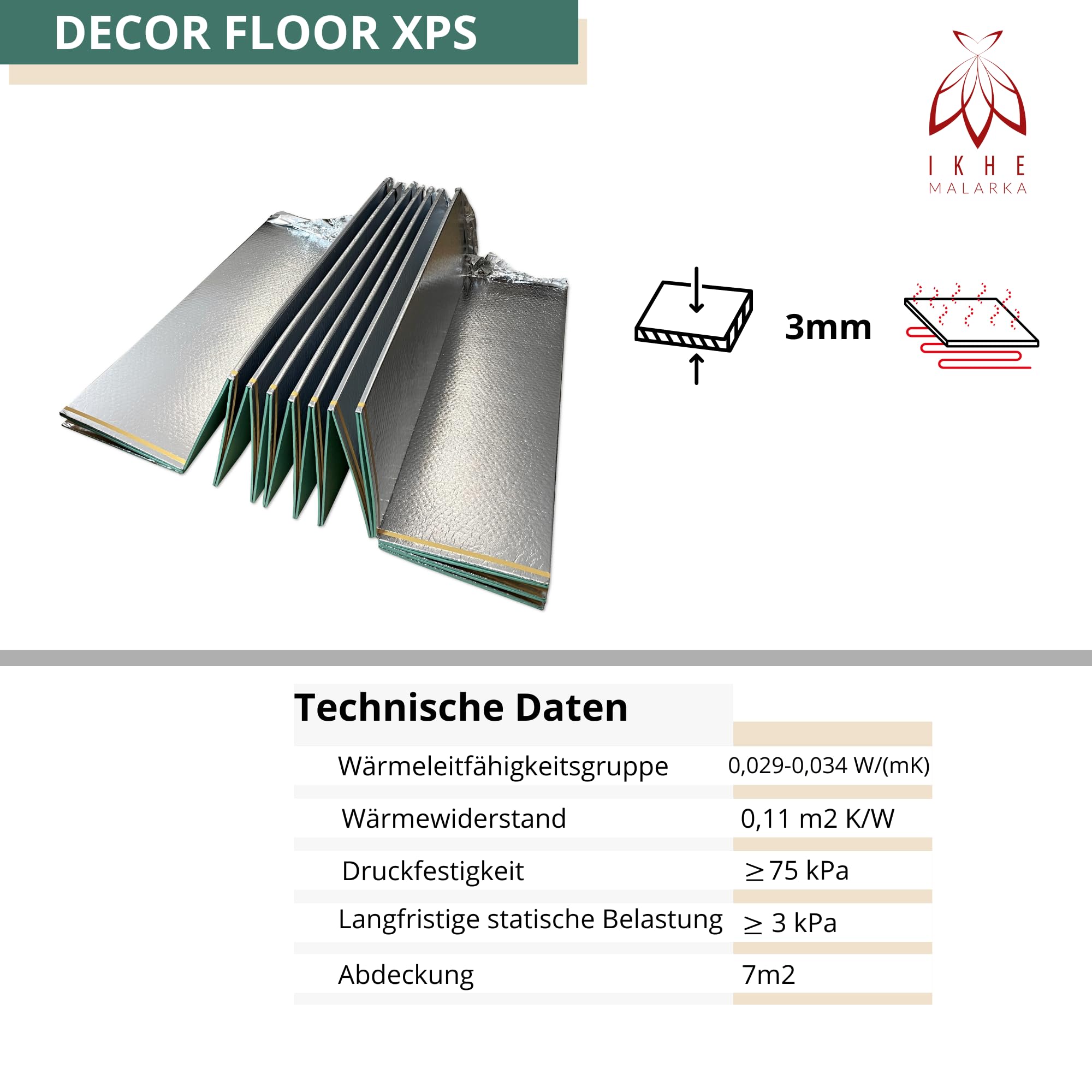 24 m², base in XPS con pellicola PET, isolamento acustico, isolamento termico, isolamento acustico (3 mm - 12 m² x 2)