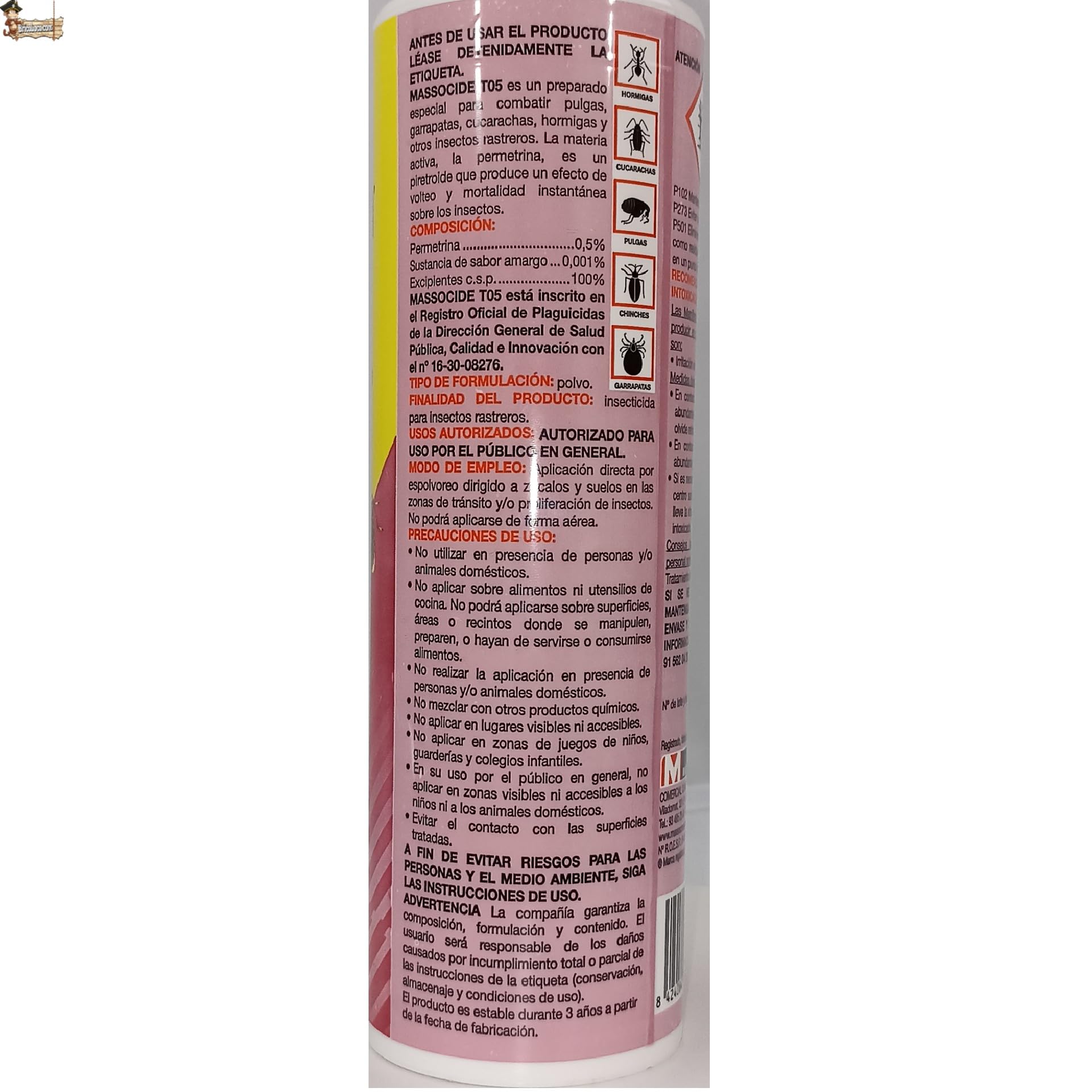 BricoLoco.com Insecticida granulado en Polvo Insectos Rastreros. ¡¡¡ 1.500 Gramos !!! (6X250 grs.). Suelo Exterior e Interior. Hormigas, cucarachas, pulgas, chinches, garrapatas, piojos. (1.5)