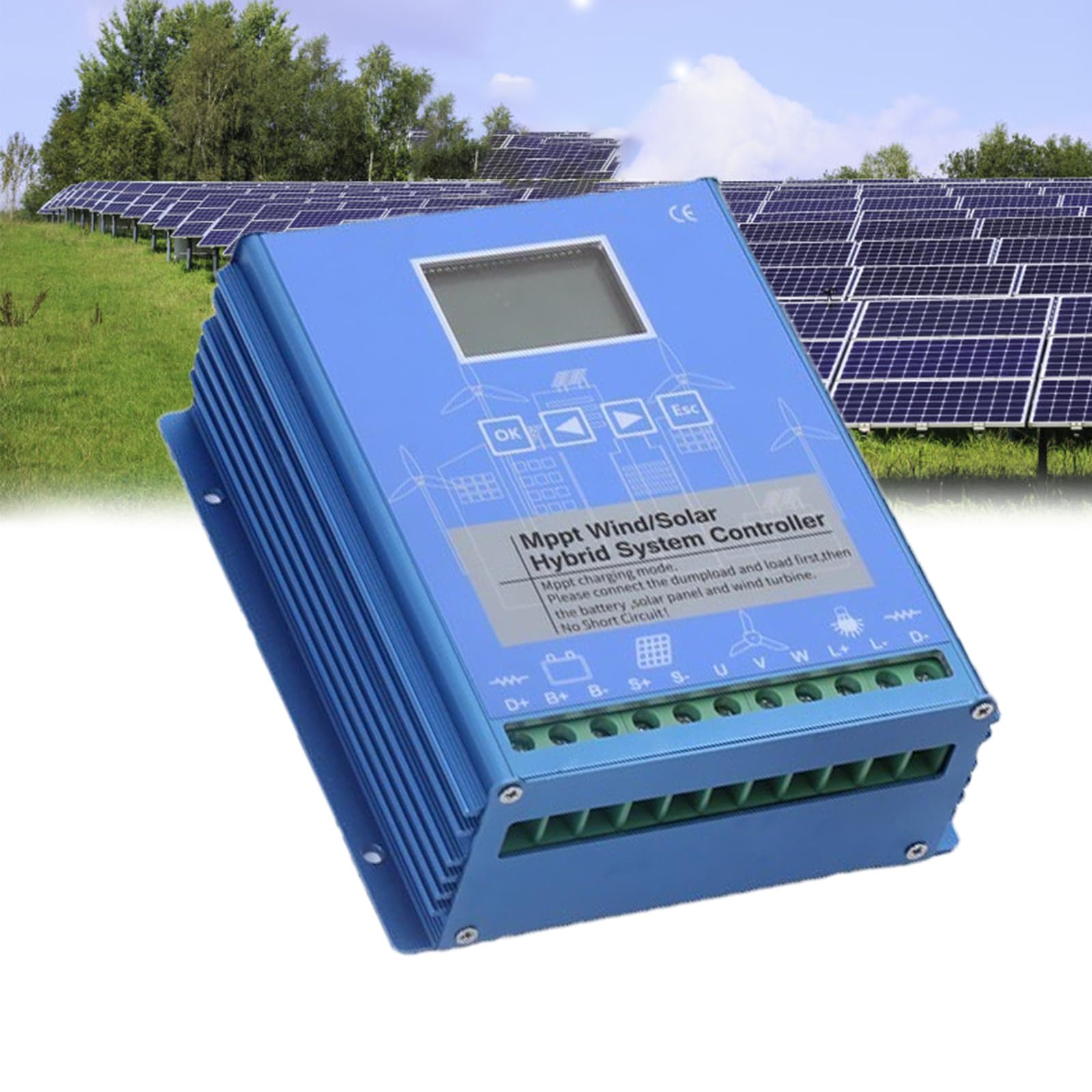 Wind Solar Hybrid Charge System 12000W, Regolatore di carica per turbina eolica, Regolatore della batteria del pannello solare con schermo LCD, Molteplici modalità di controllo del carico,