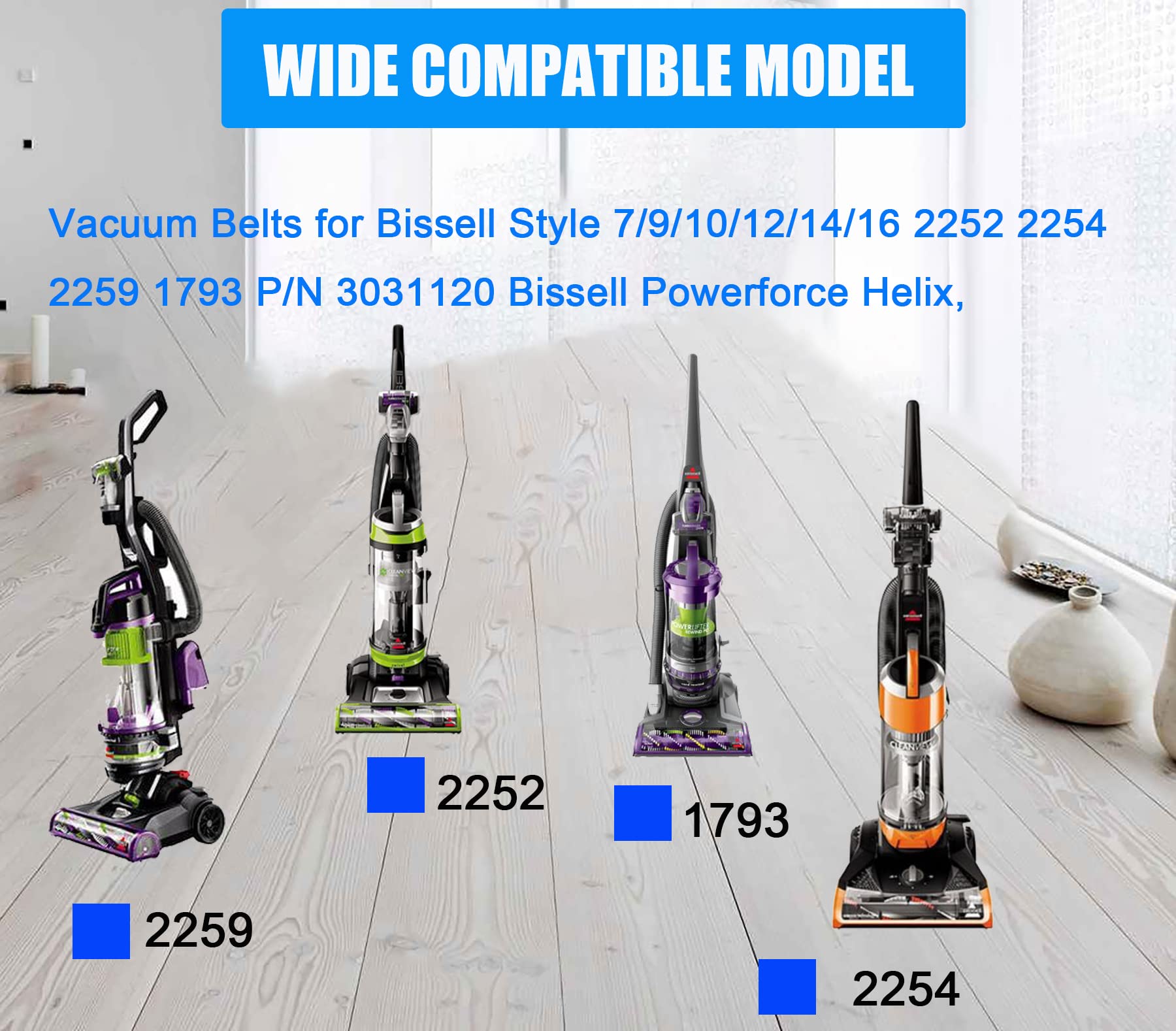 Staubsaugerriemen für Bissell Style 7/9/10/12/14/16 2252 2254 2259 1793 P/N 3031120 Bissell Powerforce Helix, Cleanview
