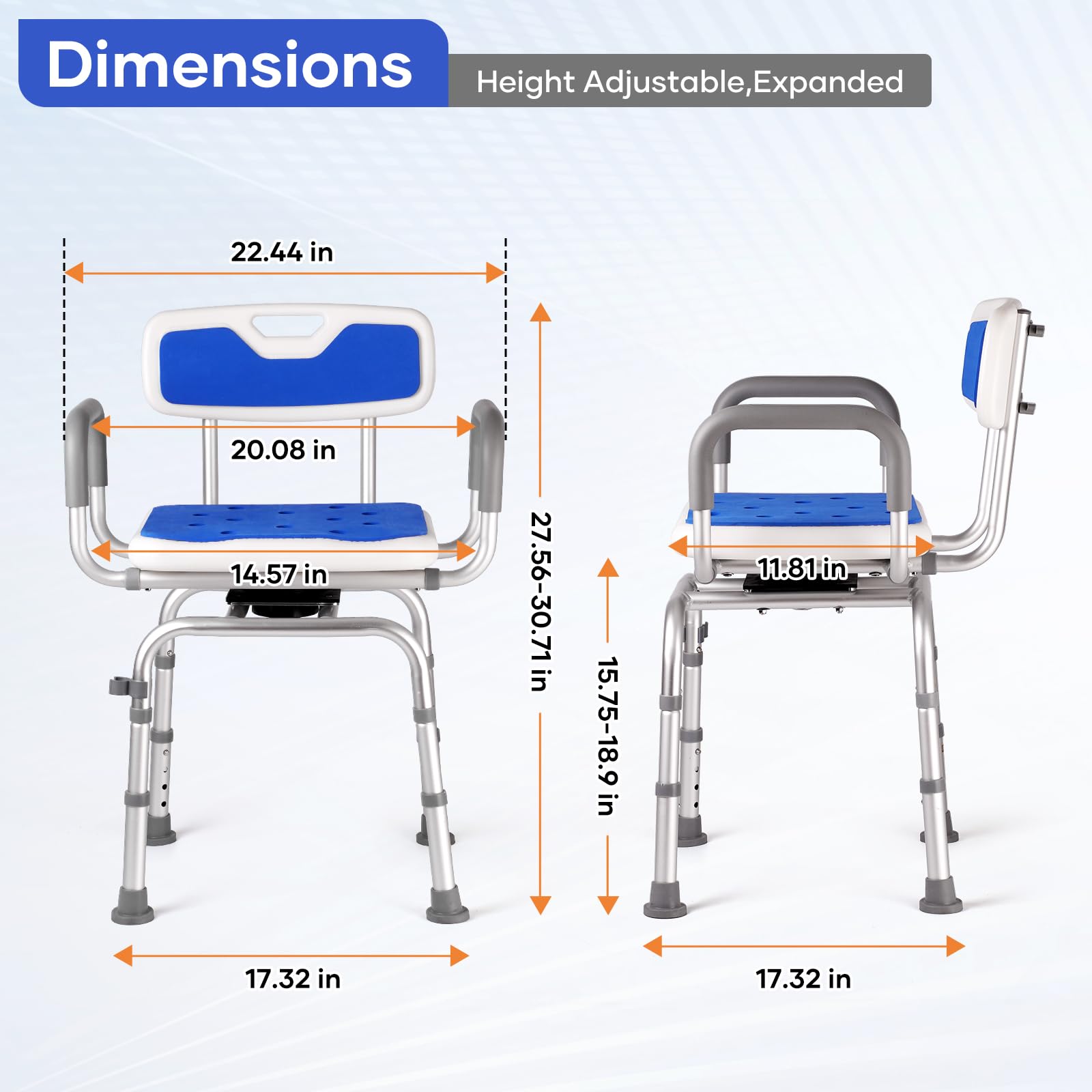 Silla de ducha con asiento giratorio de 360 grados