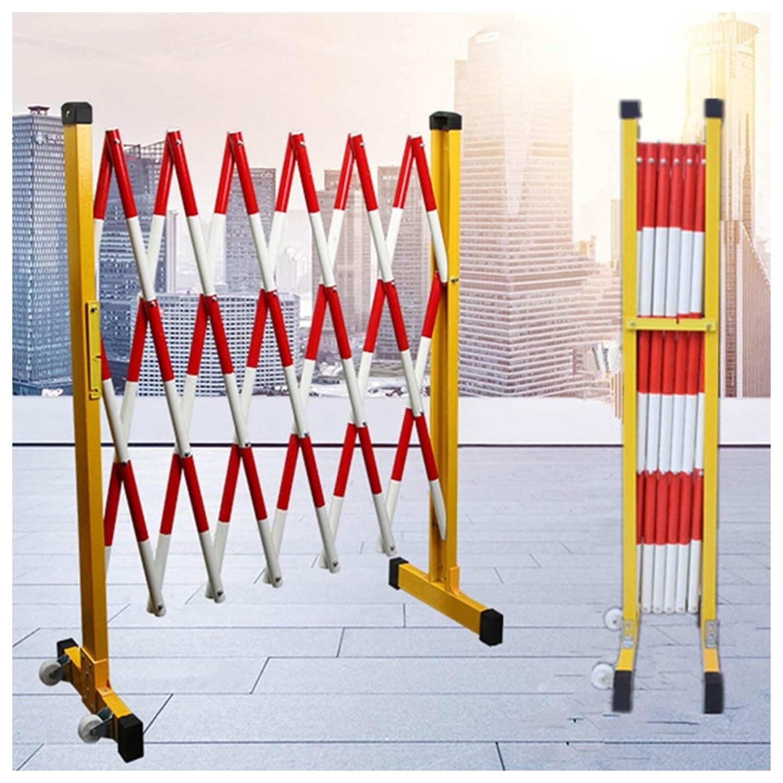 WQPMNYG Security Barrier,Telescopic Traffic Guardrail, Foldable Safety Barrier, Movable Isolation Fence for Road Maintenance & Construction, Portable Warning Fence (L350cm/11.4ft)