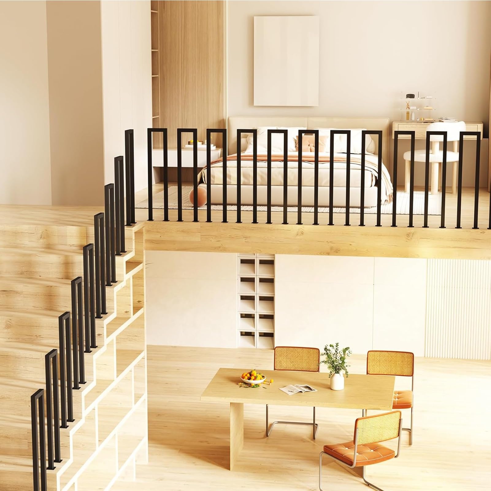 Pasamanos de Escalera de Metal en Forma de U｜Pasamanos de transición de Seguridad para Montaje en Suelo｜Varillas de Soporte para pasillos de Loft en Interiores Exteriores｜35-100cm(100cm)