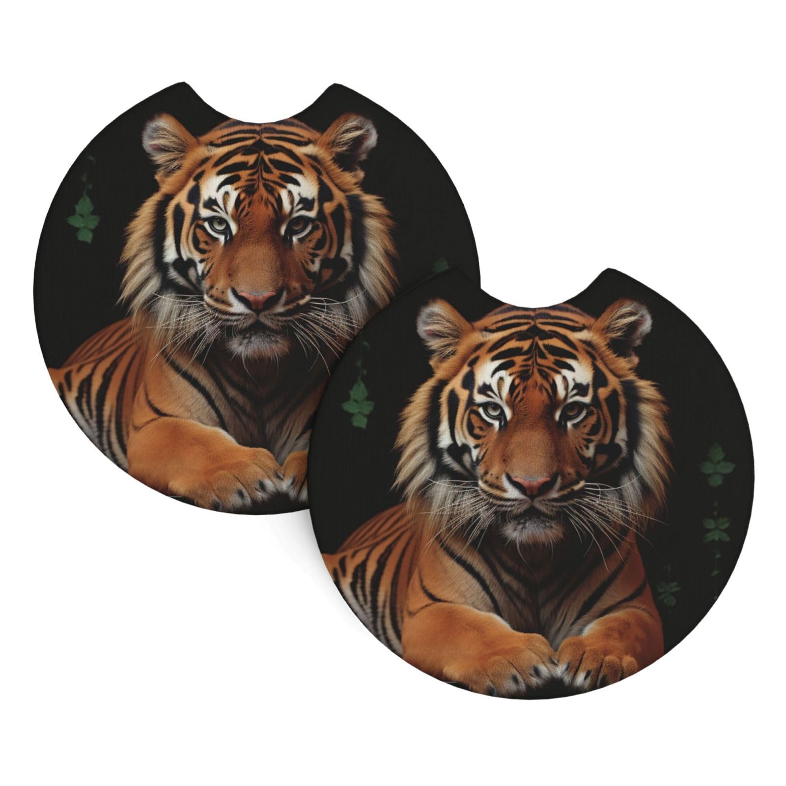 Xopekvlawm With Tiger And Paws 2 Pack Car Cup Holder Coasters 2.7 Inch Universal Anti-Slip Shockproof Car Cup Holder Insert Car Coasters Drink Coasters Cup Holder Coasters For Car Accessories