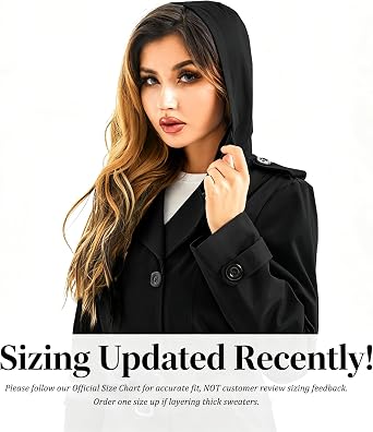 FARVALUE Women's Waterproof Trench Coat Long Double Breasted Windbreaker Classic Belted Lapel Overcoat with Removable Hood