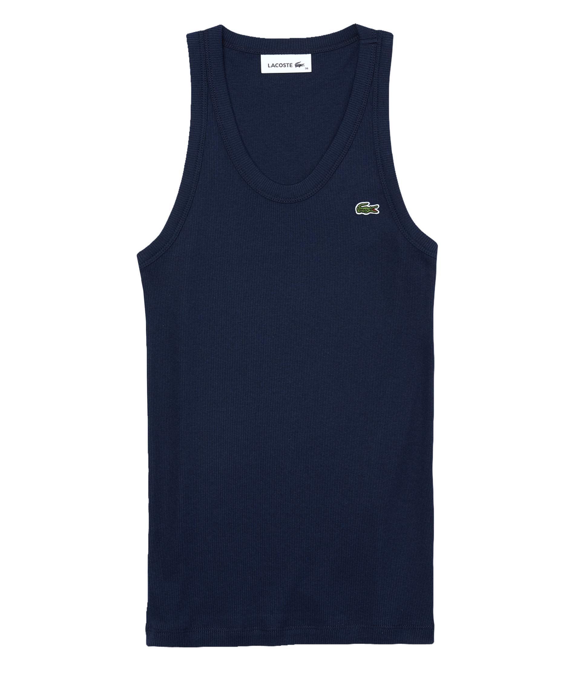 Amazon | Lacoste レディース リブ編み タンクトップ, ネイビー