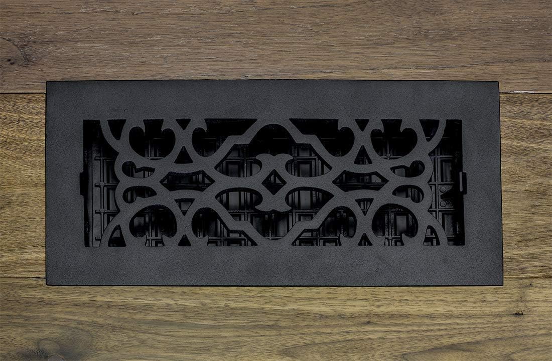 Victorian Black Cast Iron Floor Register, 4 x 10