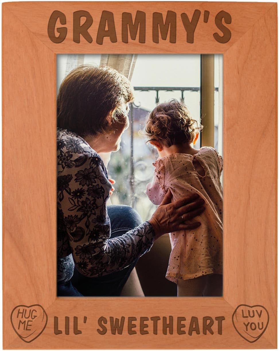 Personalized Gifts Grammy's Lil Sweetheart Baby Granddaughter Natural Wood Engraved 4x6 Landscape Picture Frame Wood