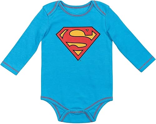Miniatura 3 de Warner Bros. Justice League Superman Batman Flash Baby 3 Pack Body de manga larga
